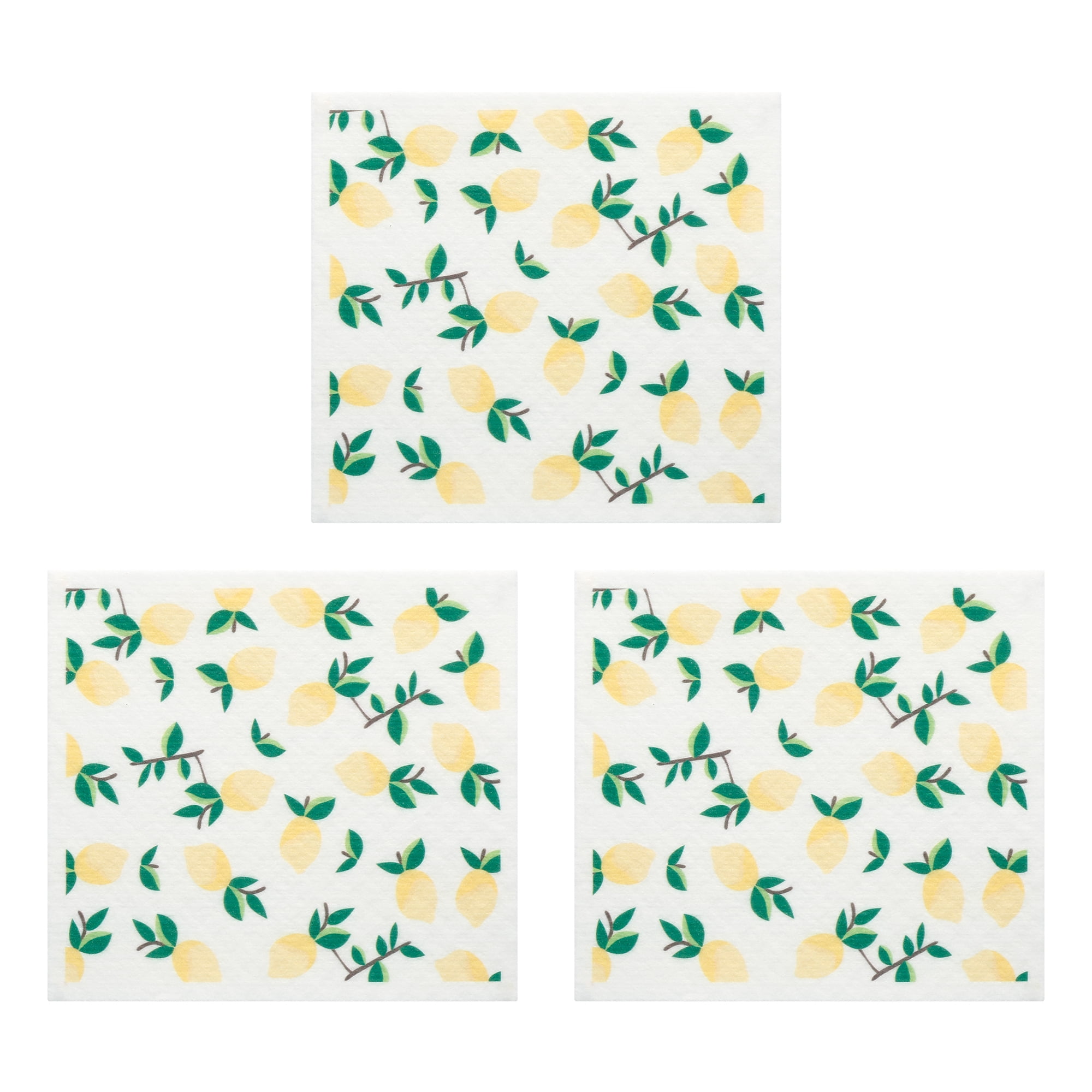Unique Bargains Reusable Swedish Kitchen Dish Cloths Lemon 8" x 7"