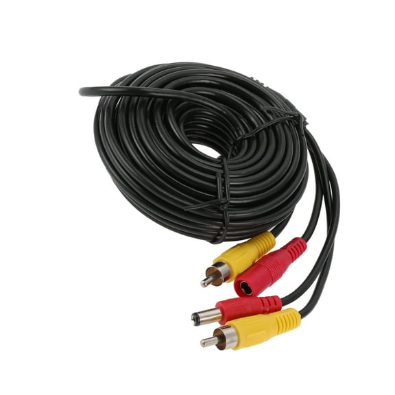 Unique Bargains Reverse Rear View Parking Camera Video Cable 10m/32.81ft Black RCA/DC 1 Pcs