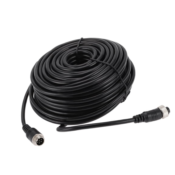 Unique Bargains Reverse Rear View Parking Camera Video Cable 20m/65.62ft Black M12 1 Pcs