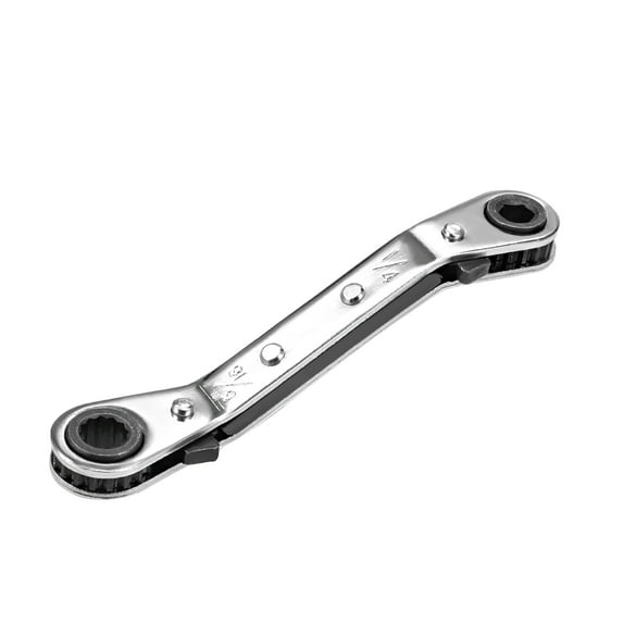 Uxcell 1/4'' x 5/16'' Double Box End Reversible Ratcheting Wrench Carbon Steel Silver Tone 1pcs