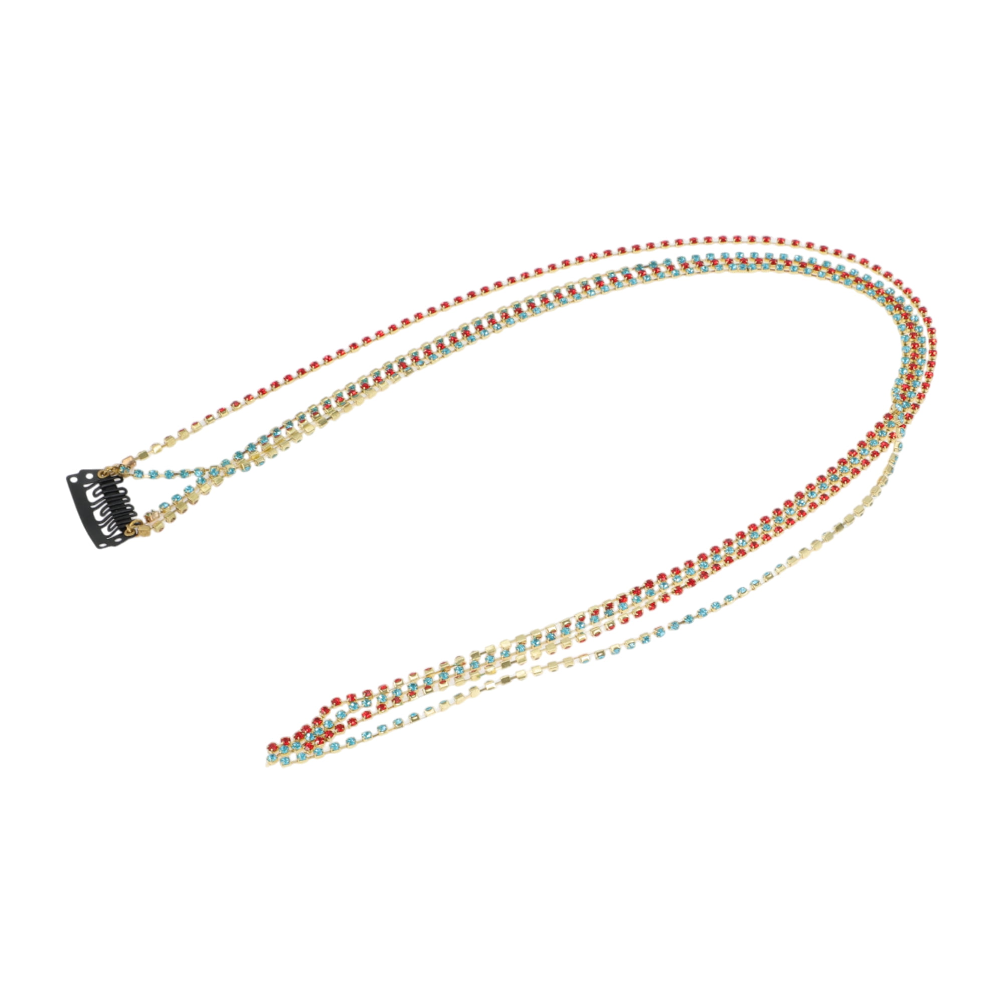 Unique Bargains Rhinestone Braided Hair Chain 1 Pc Colorful [Style 2 Rhinestone]