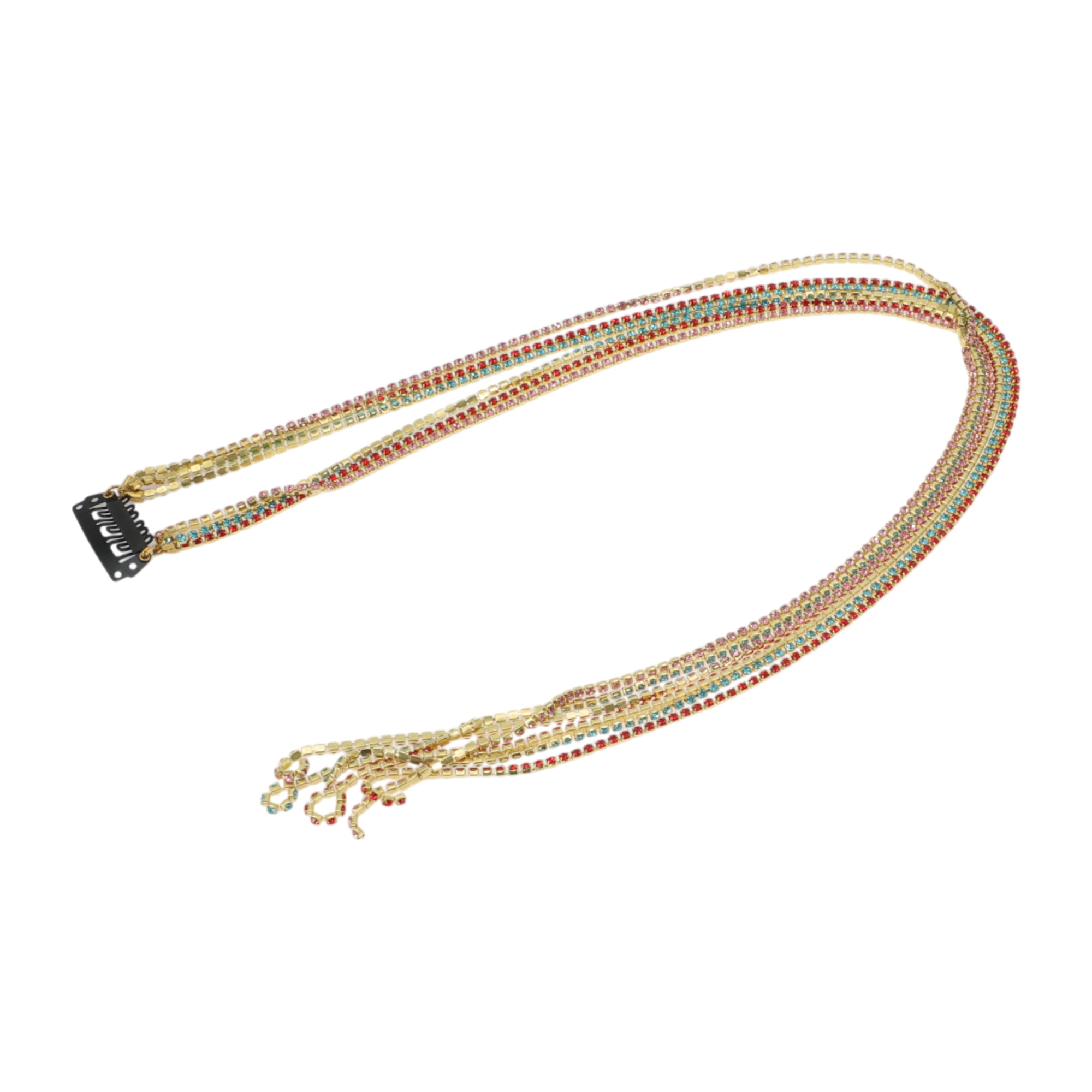 Unique Bargains Rhinestone Braided Hair Chain 1 Pc Colorful [Style 3 Rhinestone]