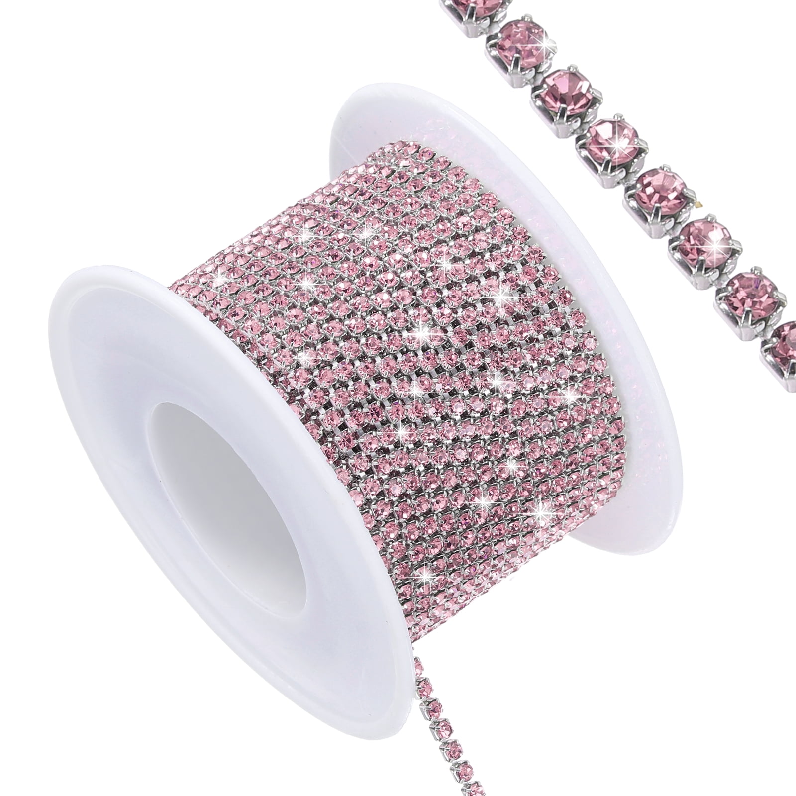 Unique Bargains Rhinestone Close Chain Trim for Crafting Decoration Light Pink
