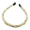 thumbnail image 1 of Unique Bargains Rhinestone Pearl Wrap Fabric Headband Faux Pearl Headband Women Hairband Khaki, 1 of 7