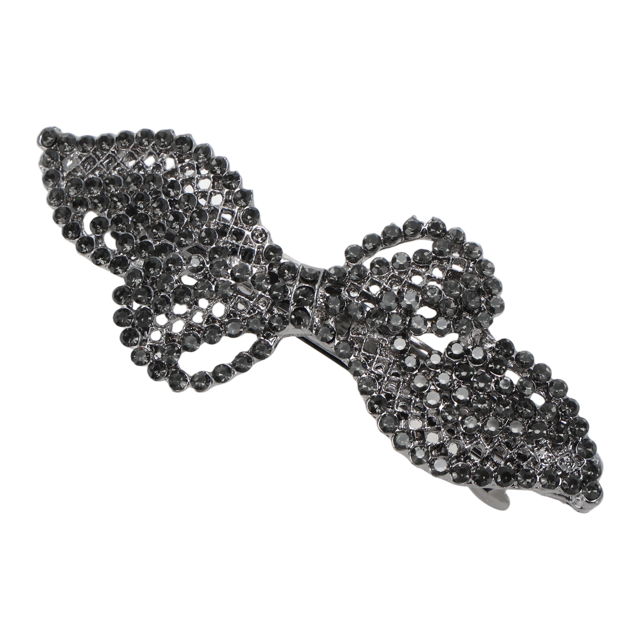 Unique Bargains Rhinestone Hair Barrettes Hairstyles Occasions Gray Black
