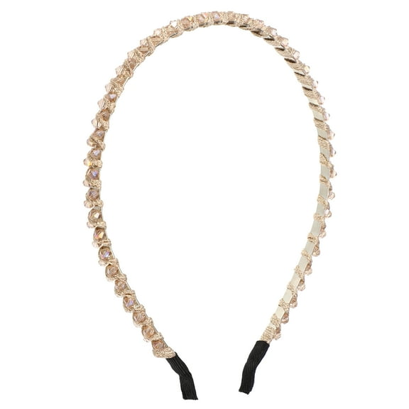 Unique Bargains 1 Pcs Rhinestone Hair Hoop Headband Hairband for Women 0.24 Inch Wide Champagne