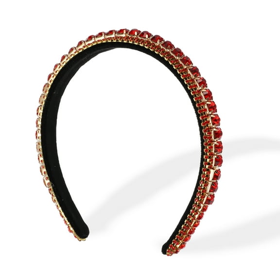 Unique Bargains Rhinestone Headband Decor Hairbands for Women Weddings Daily Wear Birthday Parties Red