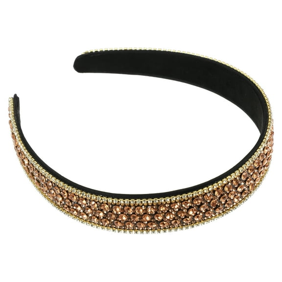 Unique Bargains Rhinestone Headband, Rhinestone Headband for Women, Champagne,1.0 Inch Wide 1Pcs