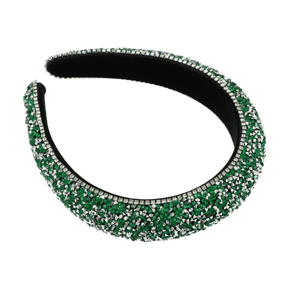 Unique Bargains Rhinestone Headbands, Crystal Diamond Bling Headbands, Beaded Jeweled Hairband, Green Headband