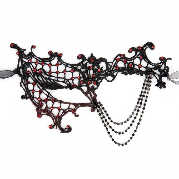 Unique Bargains Rhinestone Masquerade Mask for Halloween Costume Party Red 9.4" x 5.9"