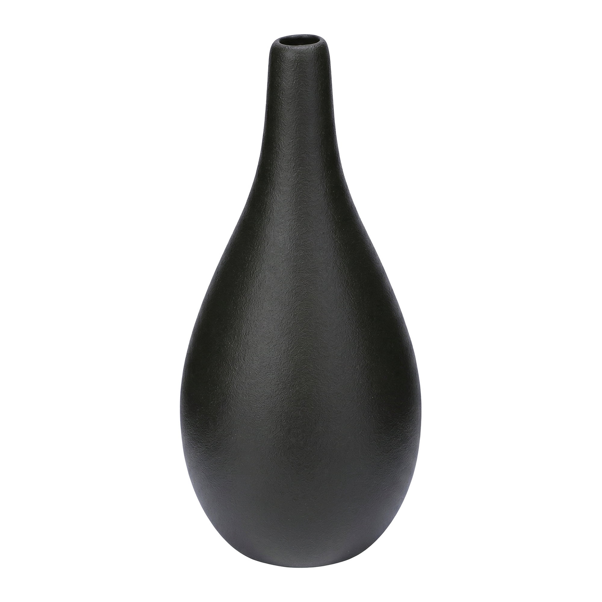 Unique Bargains Ribbed Ceramic Small Boho Decorative Vase Black 3"L x 3"W x 6.5"H