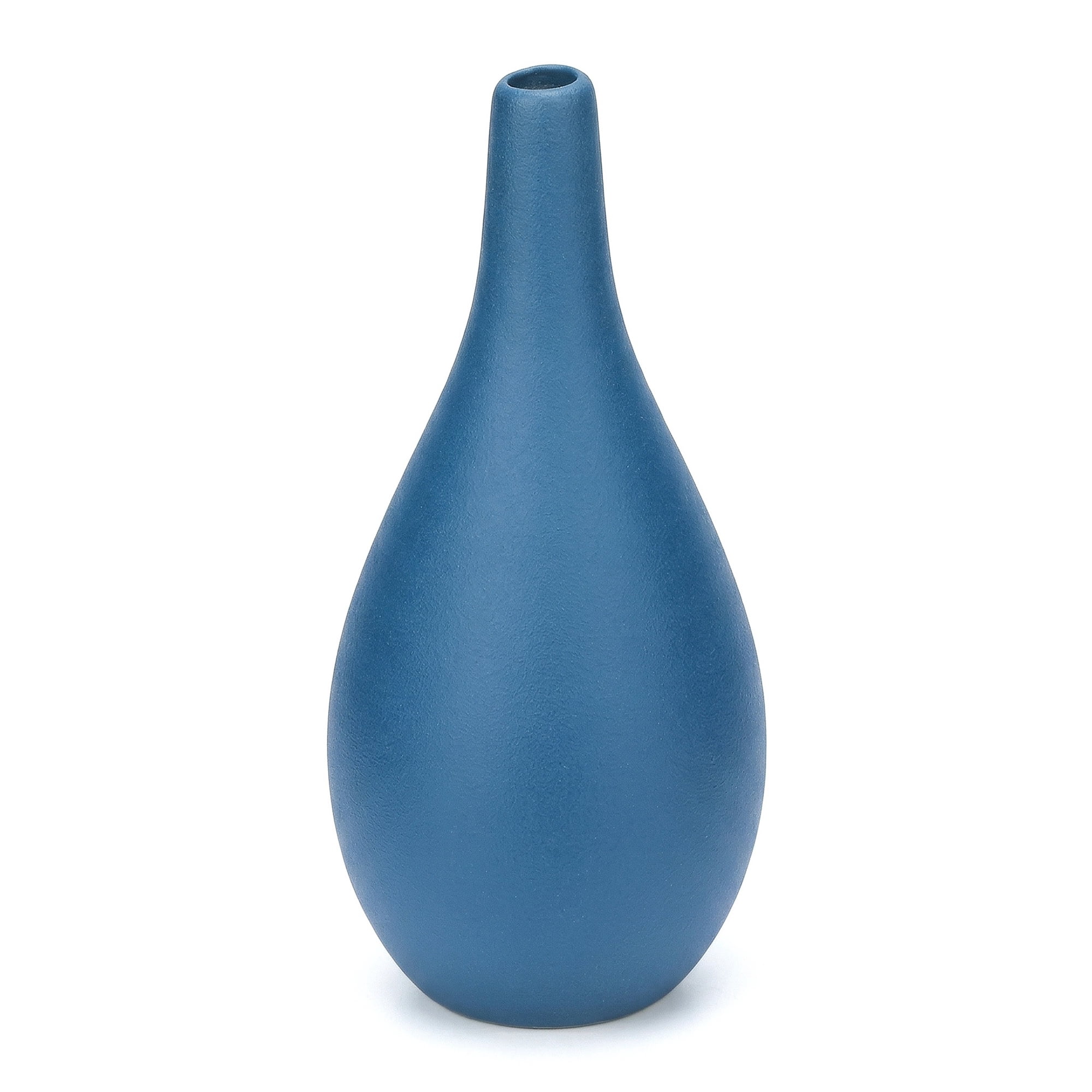 Unique Bargains Ribbed Ceramic Small Boho Decorative Vase Blue 3"L x 3"W x 6.5"H