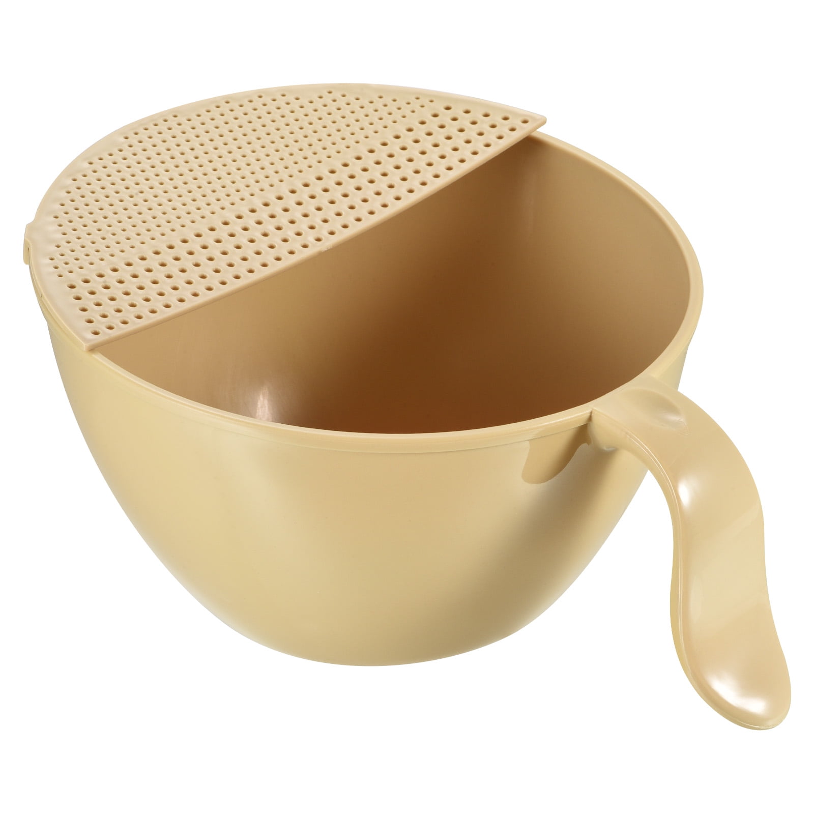 Unique Bargains Rice Washing Bowl PP Food Strainer Colander Drain Basket Wash Strainers Beige