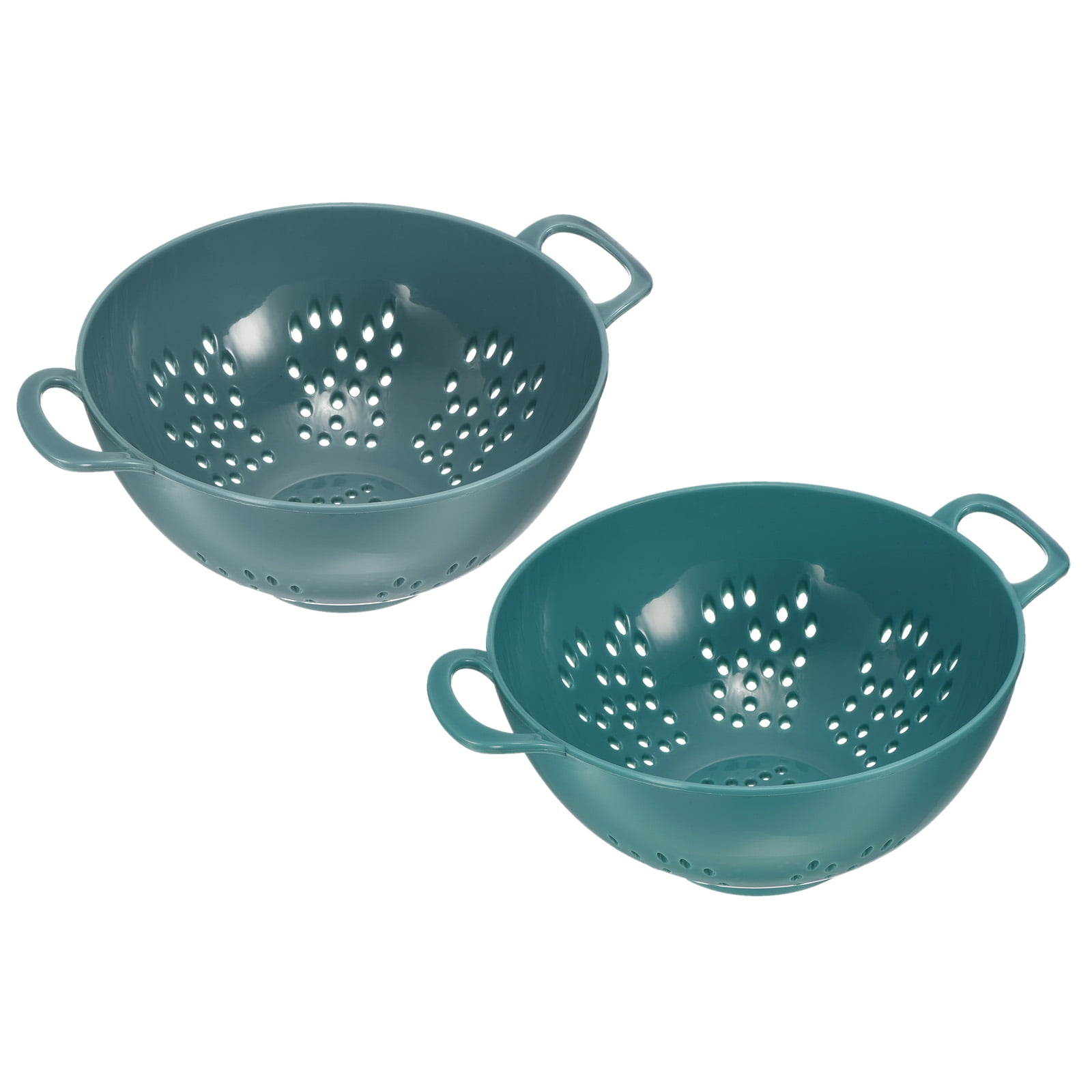 Unique Bargains Rice Washing Strainer Plastic Drainer Basket Light Blue+Army Green