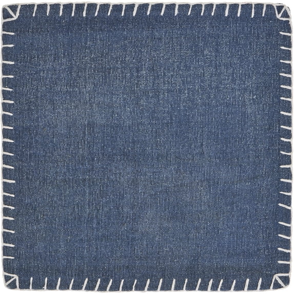 Unique Bargains Ripple Set of 4 Cotton Place Mat, Navy Stitch Bordered