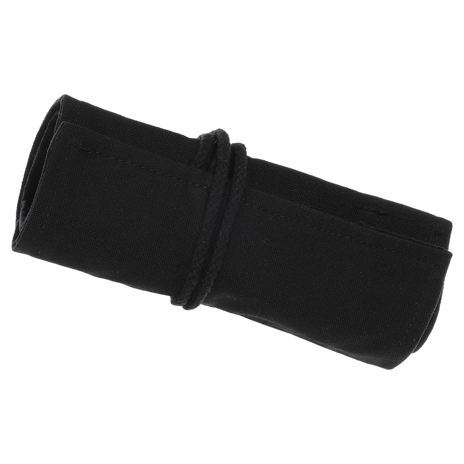 Unique Bargains Roll Up Pencil Case, Canvas Pencil Wrap Pouch Organizer 18.11"x7.87" Black