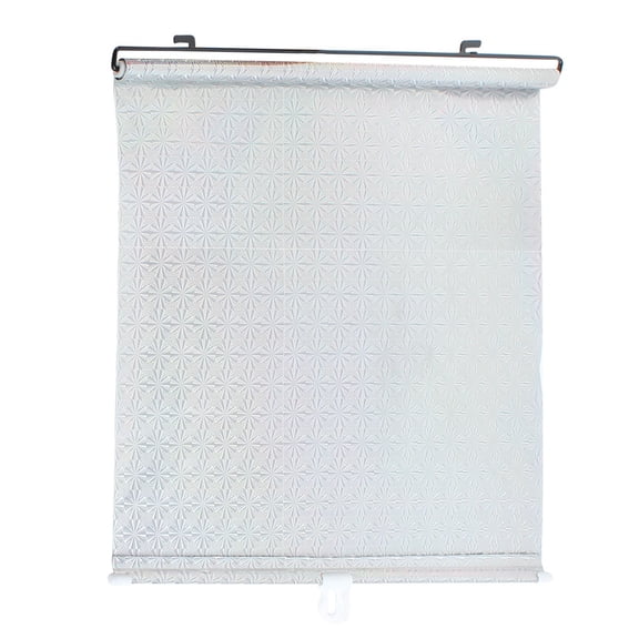 Unique Bargains Roll Up White Dot Pattern Silver Tone Sun Shade + 3 Suction Cups for Car Window
