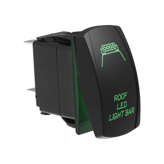 Unique Bargains Roof Light Bar 5 Pin Toggle Rocker SPST Switch 20A/12V 10A/24V for Car Plastic Green LED Lighted