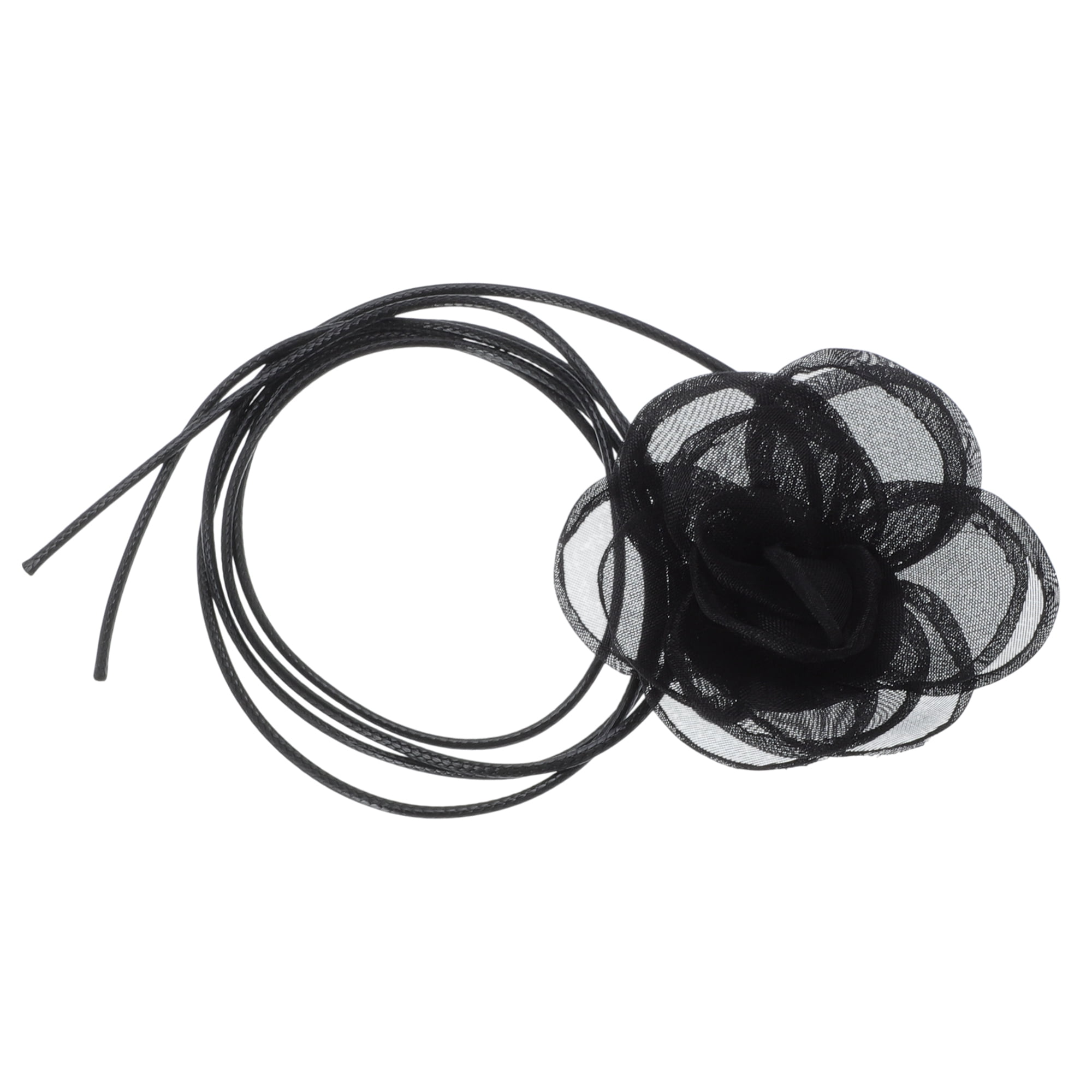 Unique Bargains Rose Choker Necklace Black