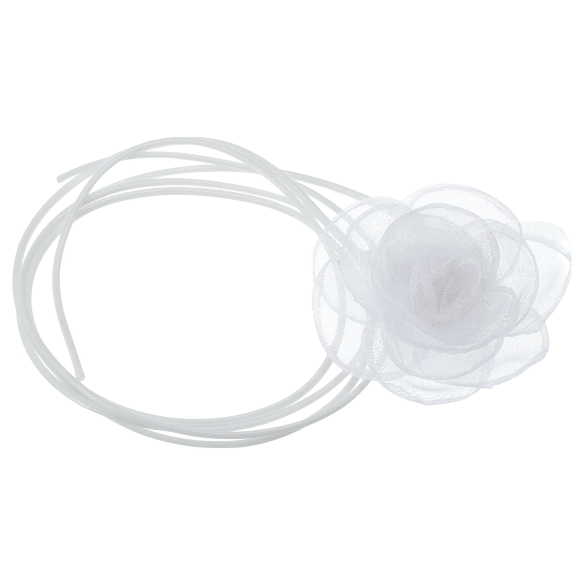 Unique Bargains Rose Choker Necklace White