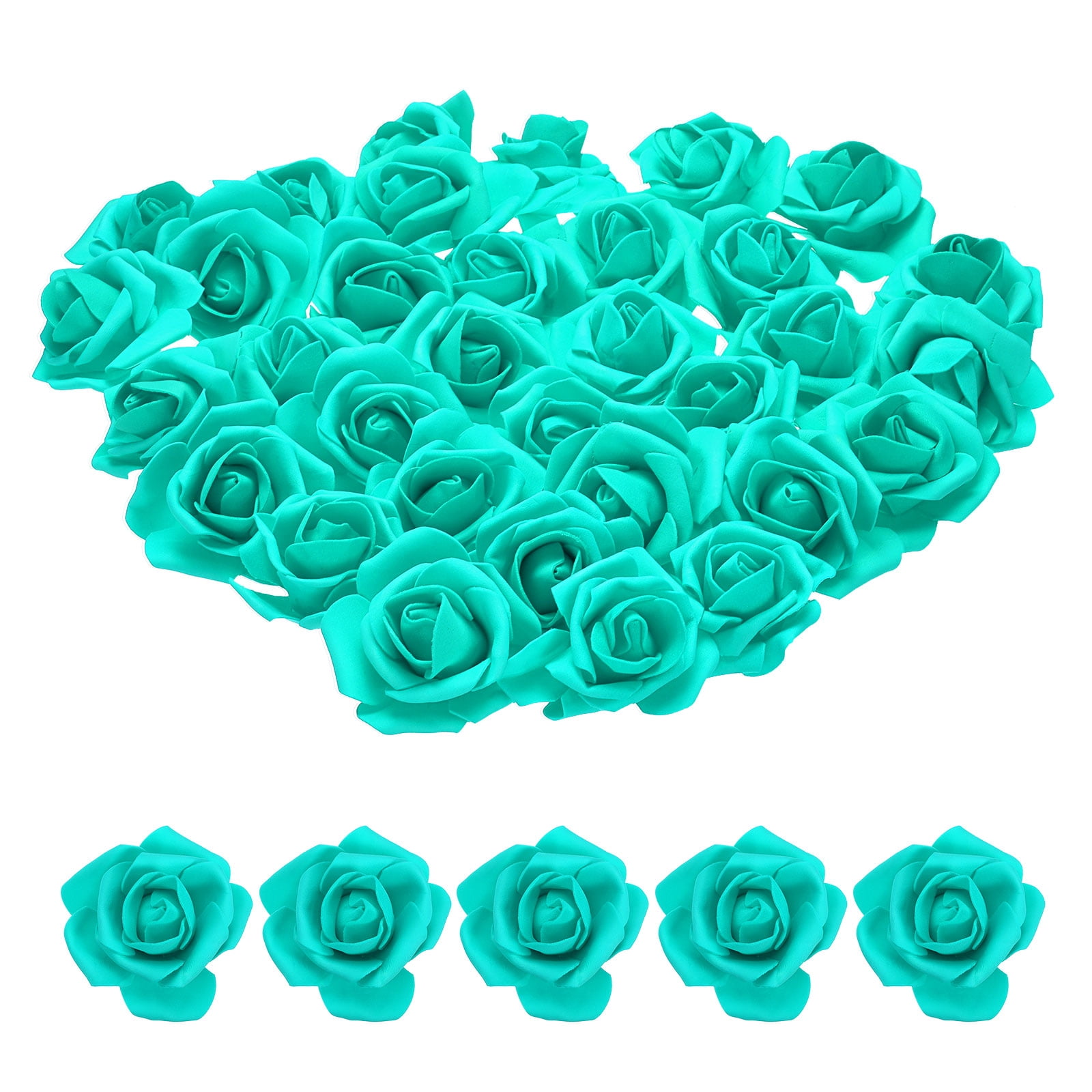 Unique Bargains Rose Heads Artificial Bulk Stemless Foam Fake Roses for DIY Crafts Blue