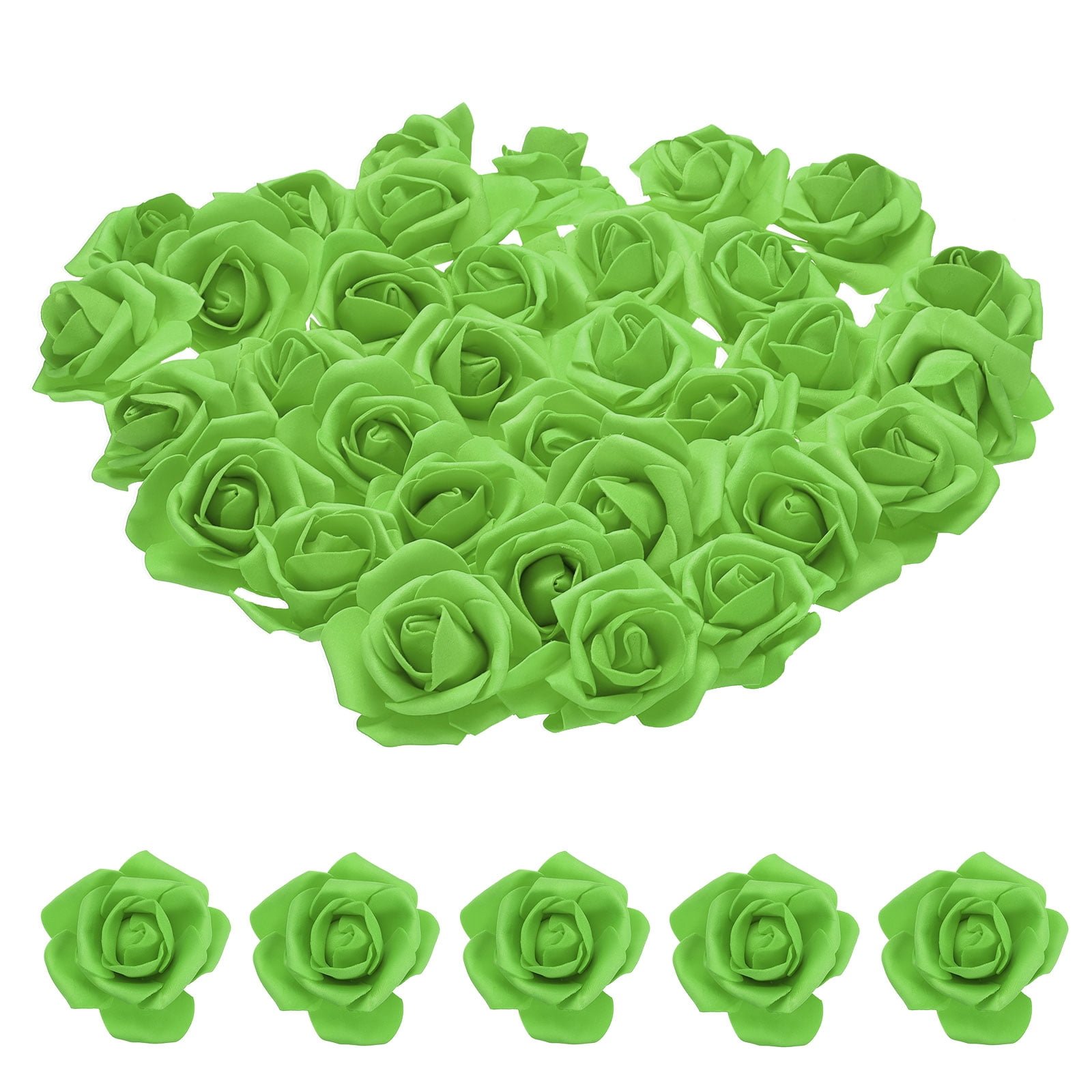 Unique Bargains Rose Heads Artificial Bulk Stemless Foam Fake Roses for DIY Crafts Green