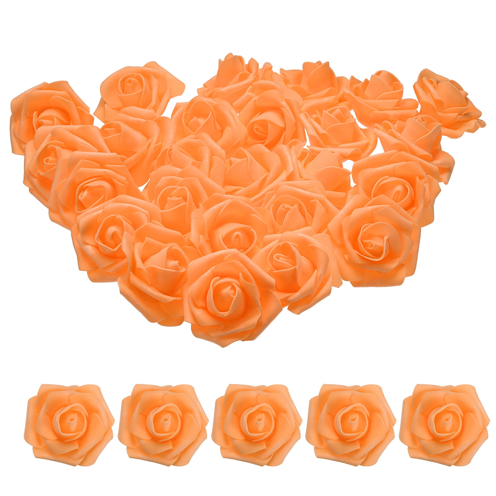 Unique Bargains Rose Heads Artificial Bulk Stemless Foam Fake Roses for DIY Crafts Orange