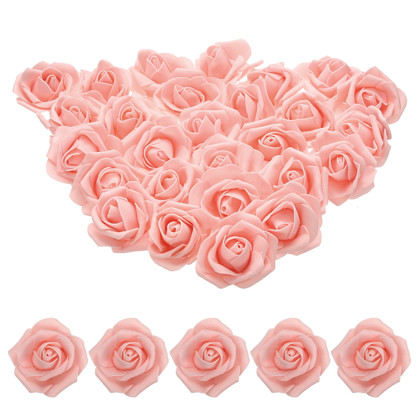 Unique Bargains Rose Heads Artificial Bulk Stemless Foam Fake Roses for DIY Crafts Pink