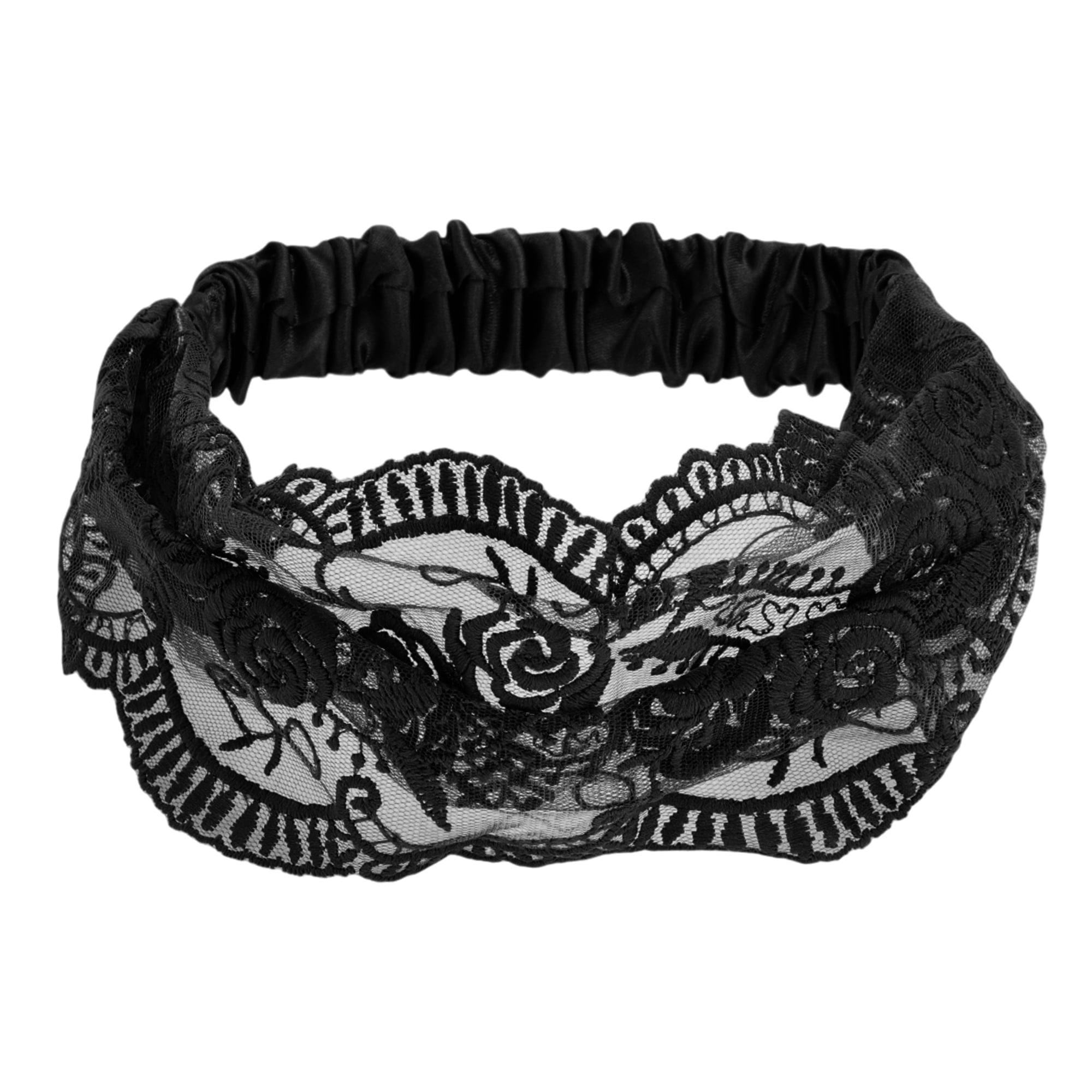 Unique Bargains Rose Lace Headband 1 Pc Black