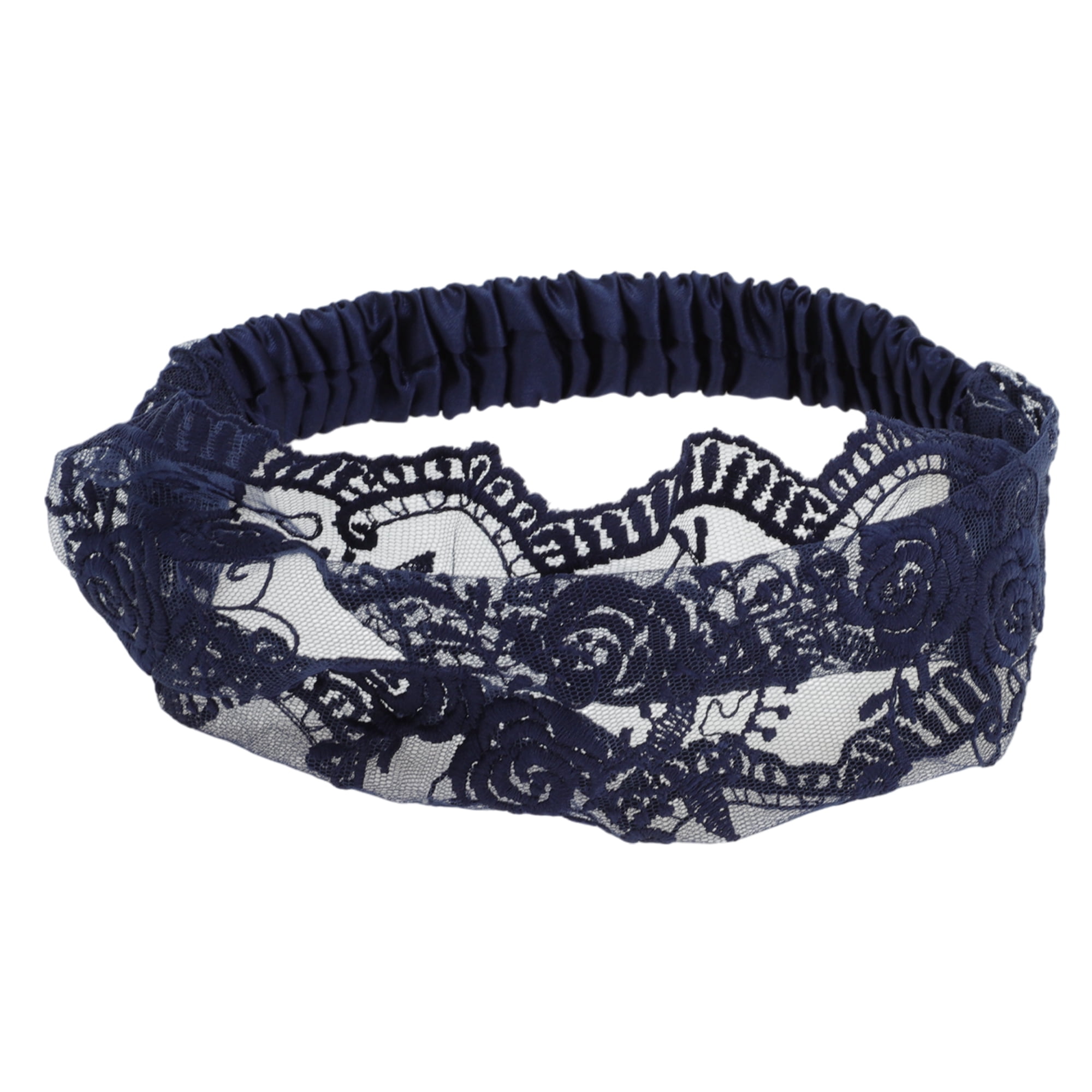 Unique Bargains Rose Lace Headband 1 Pc Navy Blue