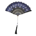 thumbnail image 1 of Unique Bargains Rose Lace with Tassel Folding Fan for Weddings and Parties 1 Pc Blue, 1 of 5