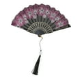 thumbnail image 1 of Unique Bargains Rose Lace with Tassel Folding Fan for Weddings and Parties 1 Pc Rose Red, 1 of 5