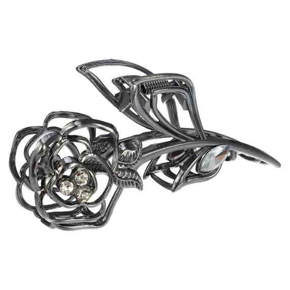 Unique Bargains Rose Metal Hair Claws Hair Clips Hair Barrettes Titanium Tone