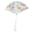 thumbnail image 1 of Unique Bargains Rose Print With Tassel Folding Fan 1 Pc For Summer Decorations White, 1 of 5