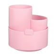 thumbnail image 1 of Unique Bargains Rotary Pen Holder 3 Slots Makeup Brush Desktop Organizer Pink, 1 of 5