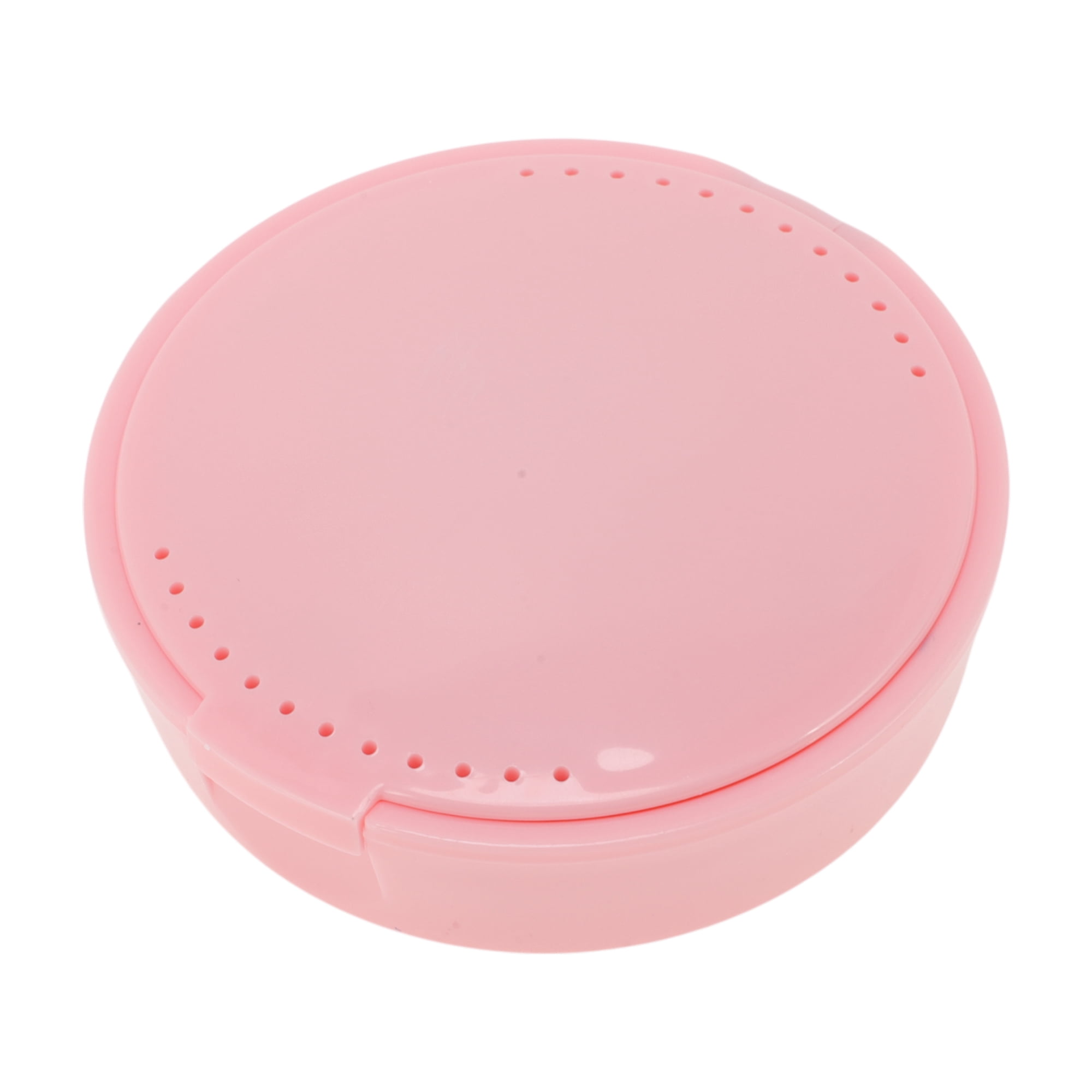 Unique Bargains Round Braces Box with Mirror 1 Pc Light Pink