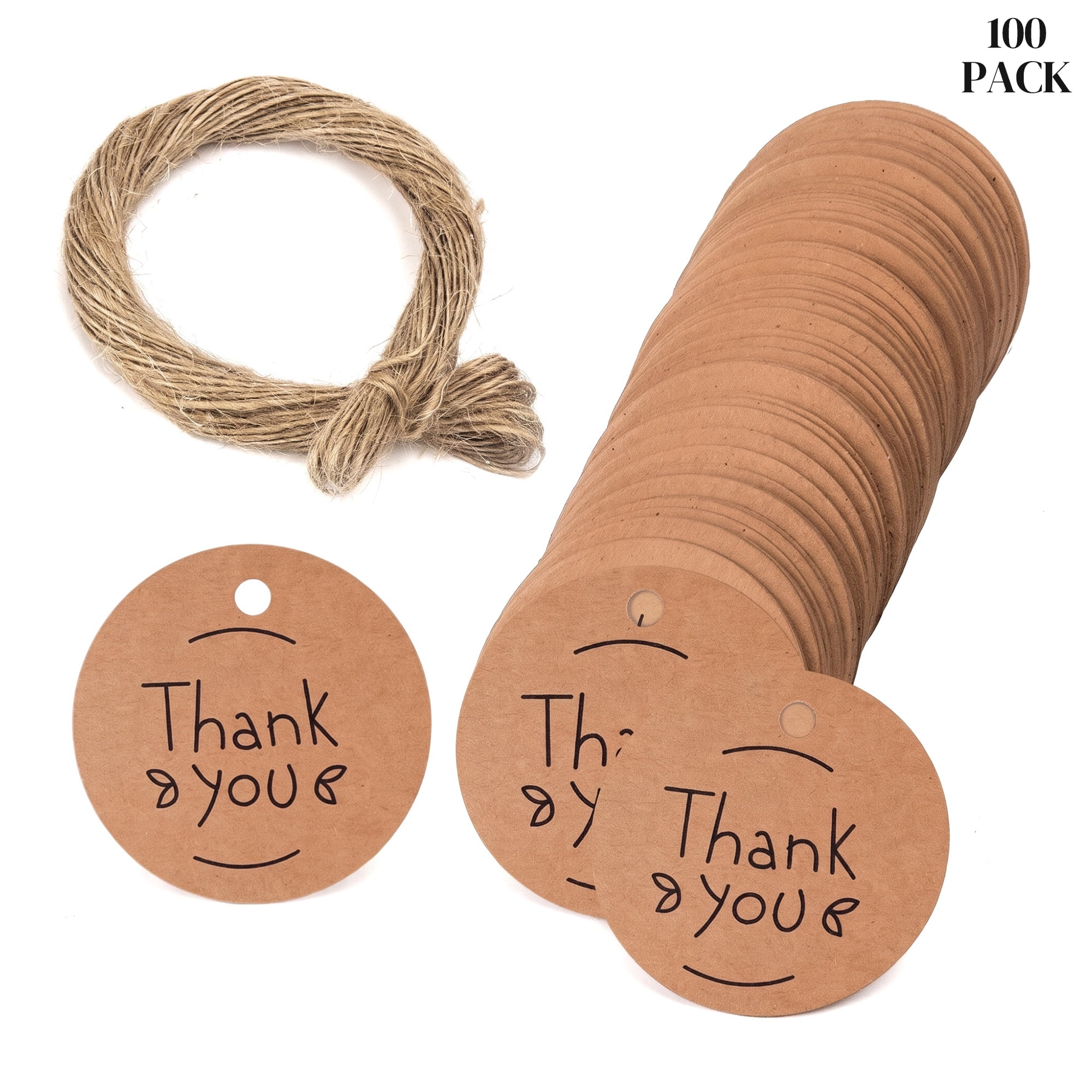 Unique Bargains Round Circle Gift Tags with Natural Twine 1.2" x 1.2" Simple Patterns