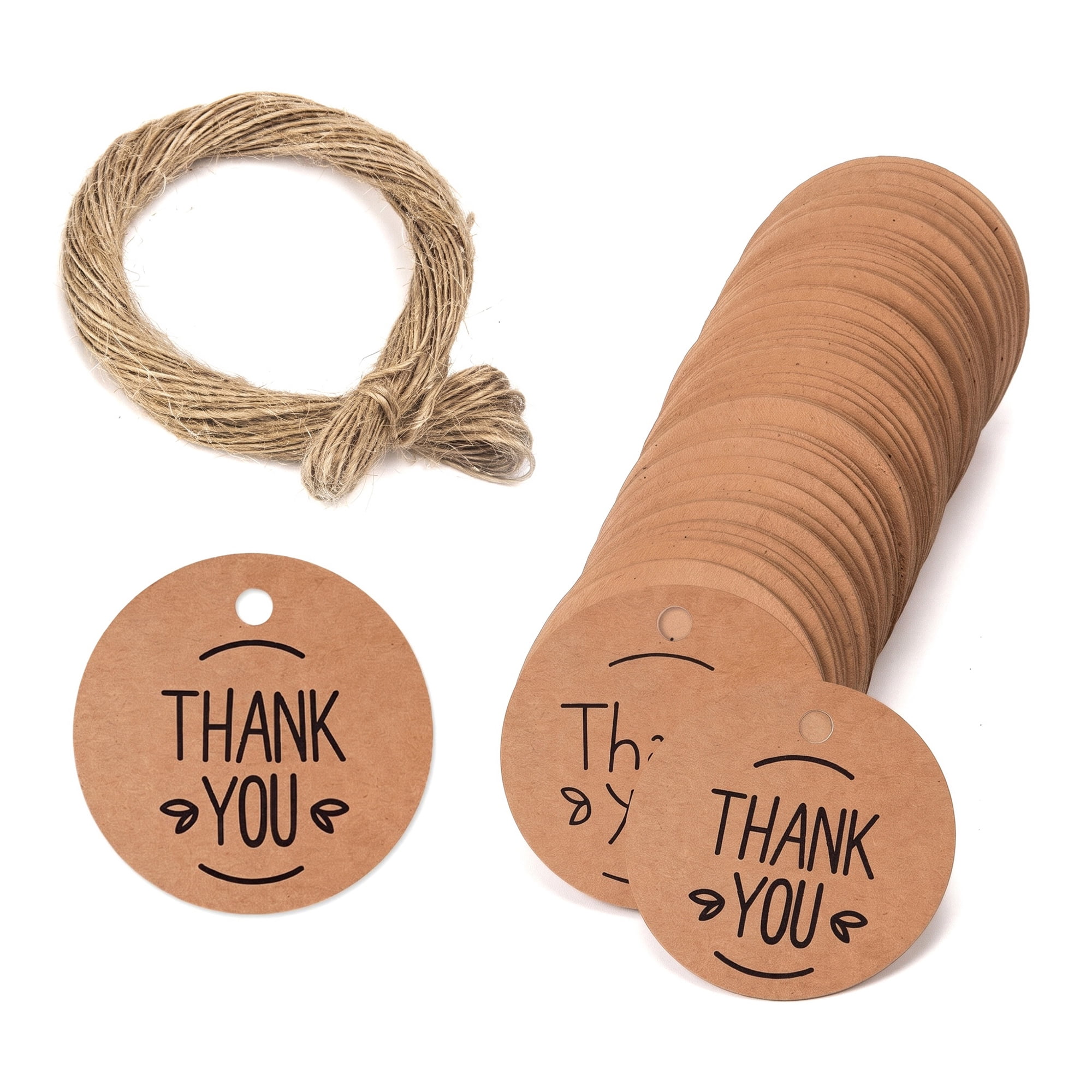Unique Bargains Round Circle Gift Tags with Natural Twine 1.2" x 1.2" Tiny Heart Pattern