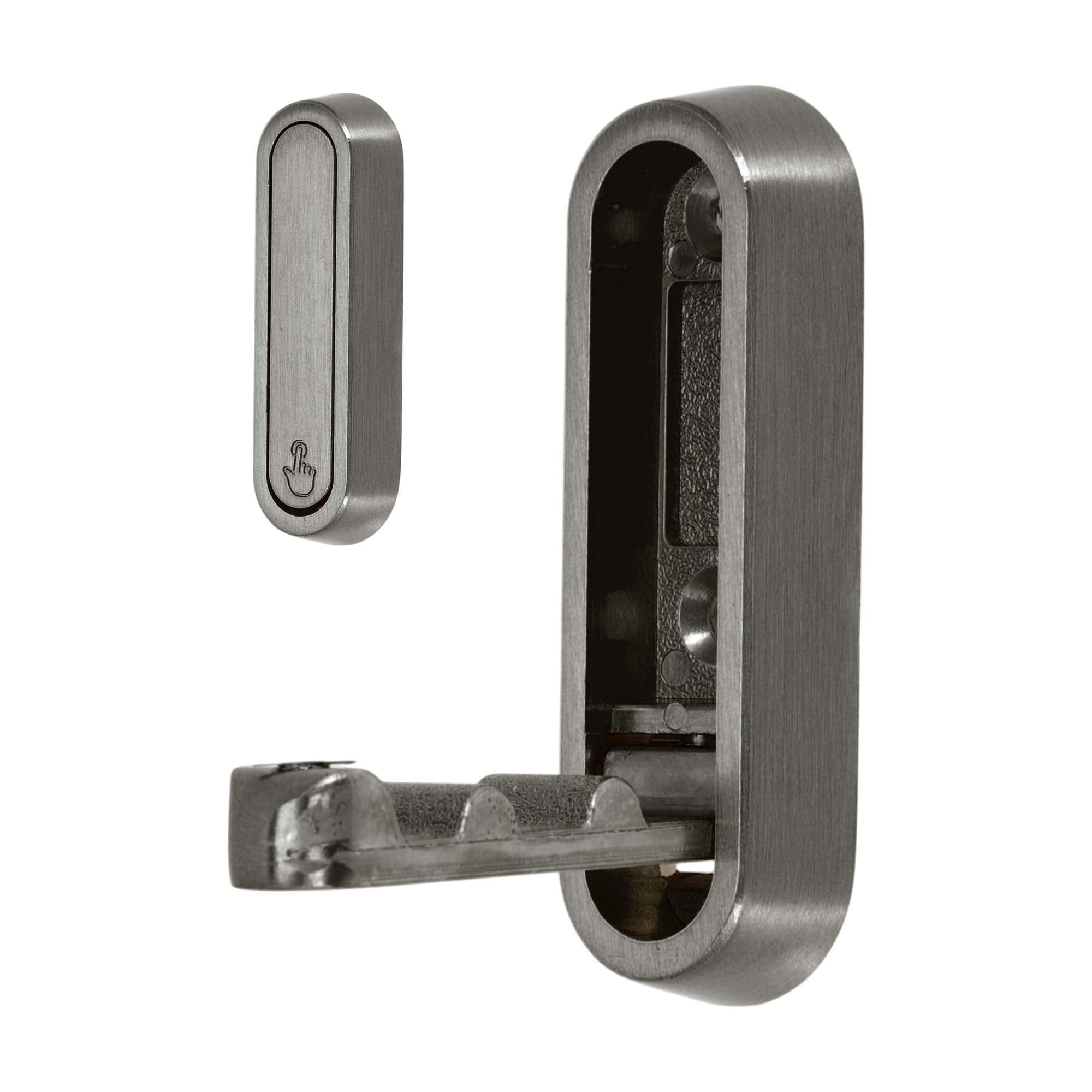 Unique Bargains Round Coat Hook Wall Mount Folding Hook Dark Gray 2.87"x0.91"x0.47"