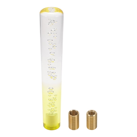 Unique Bargains Round Crystal Shift Knob, 25cm Universal for Automatic and Manual Vehicle Gear Shifter Knob with 2 Adapter Acrylic Clear Yellow, 1 Set