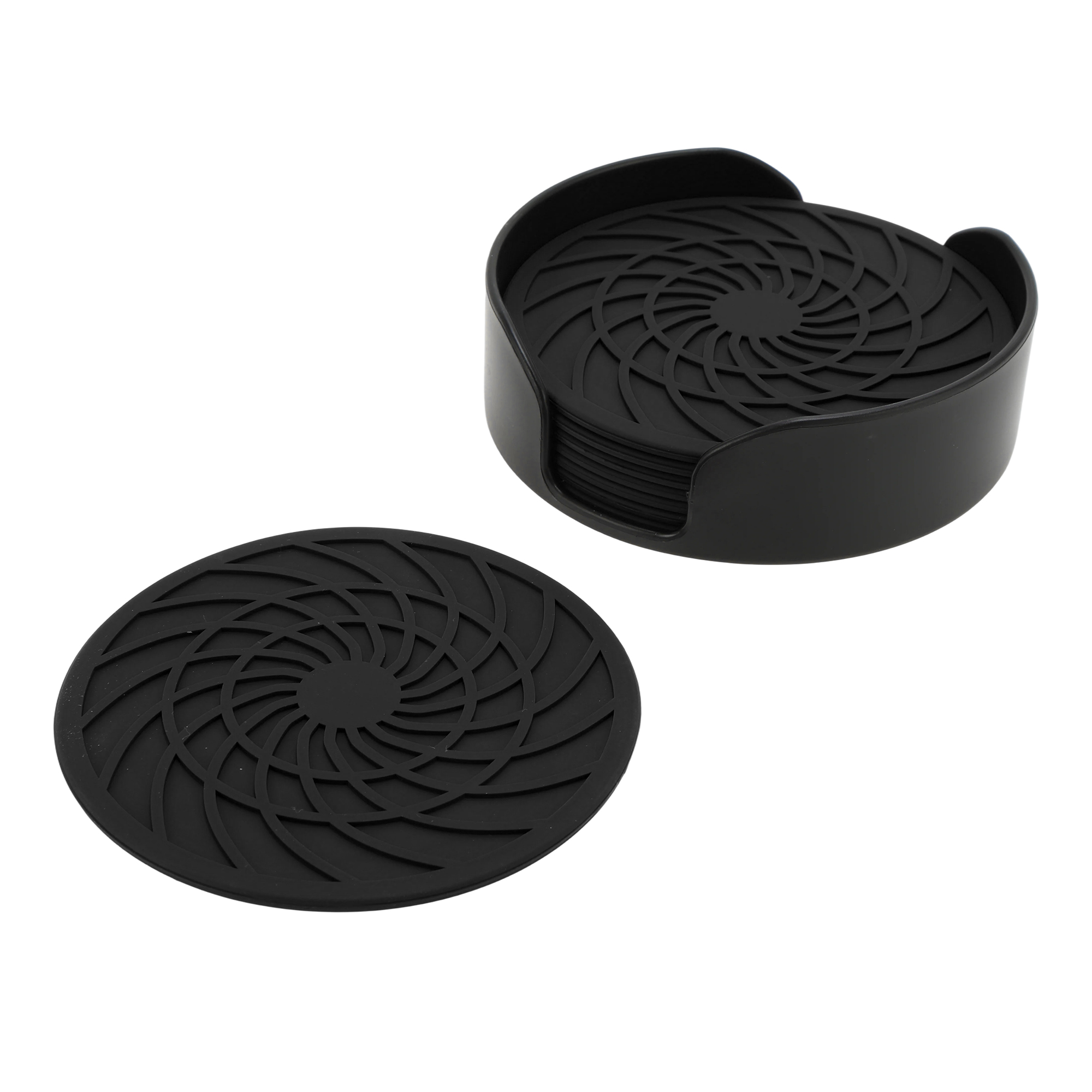 Unique Bargains Round Drink Coaster Set Black