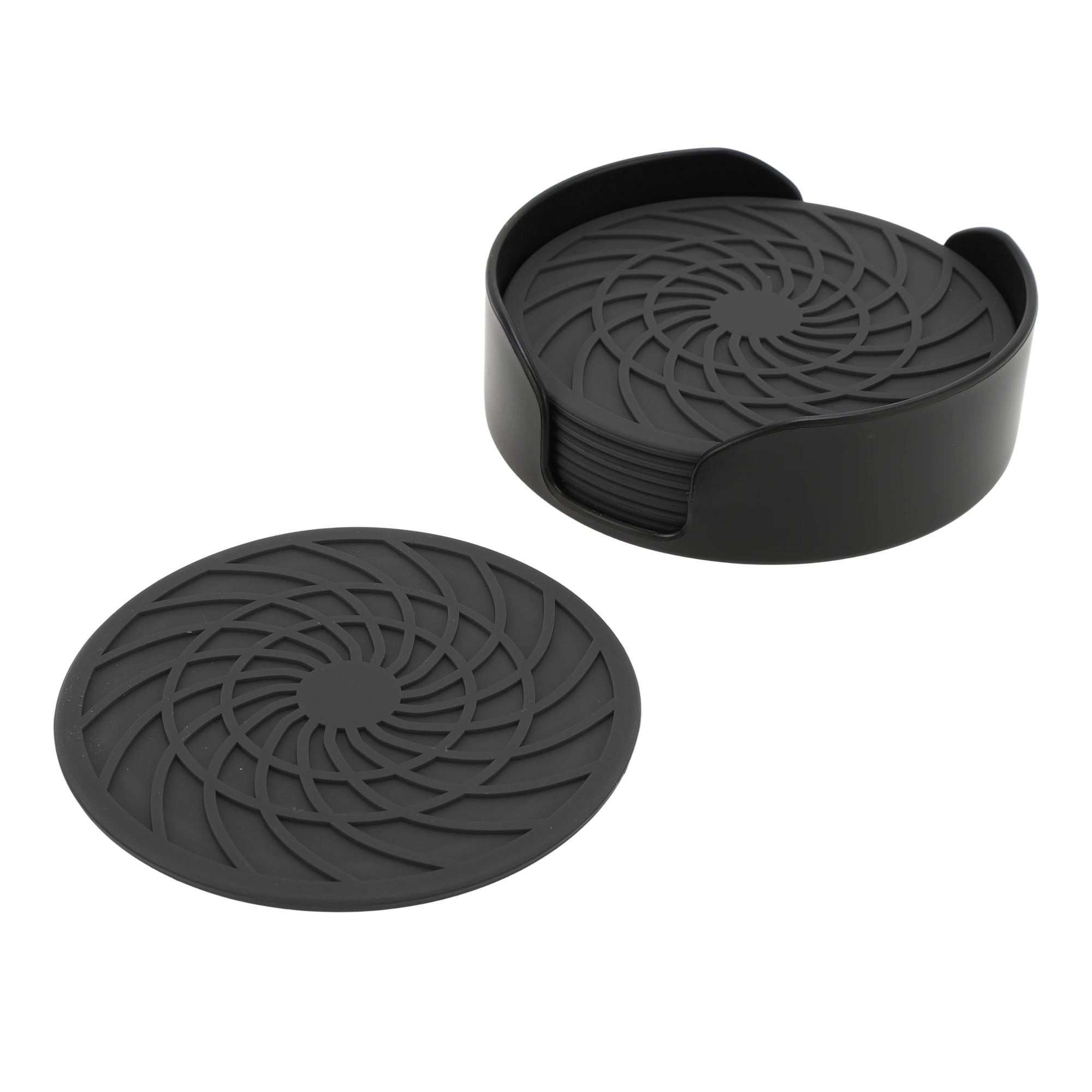 Unique Bargains Round Drink Coaster Set Dark Gray