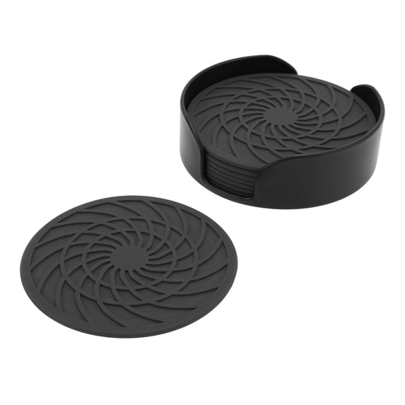 Unique Bargains Round Drink Coaster Set Dark Gray