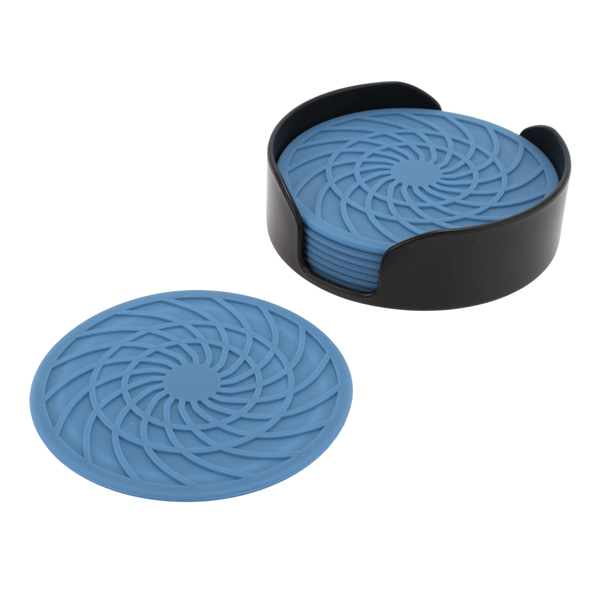 Unique Bargains Round Drink Coaster Set Light Blue