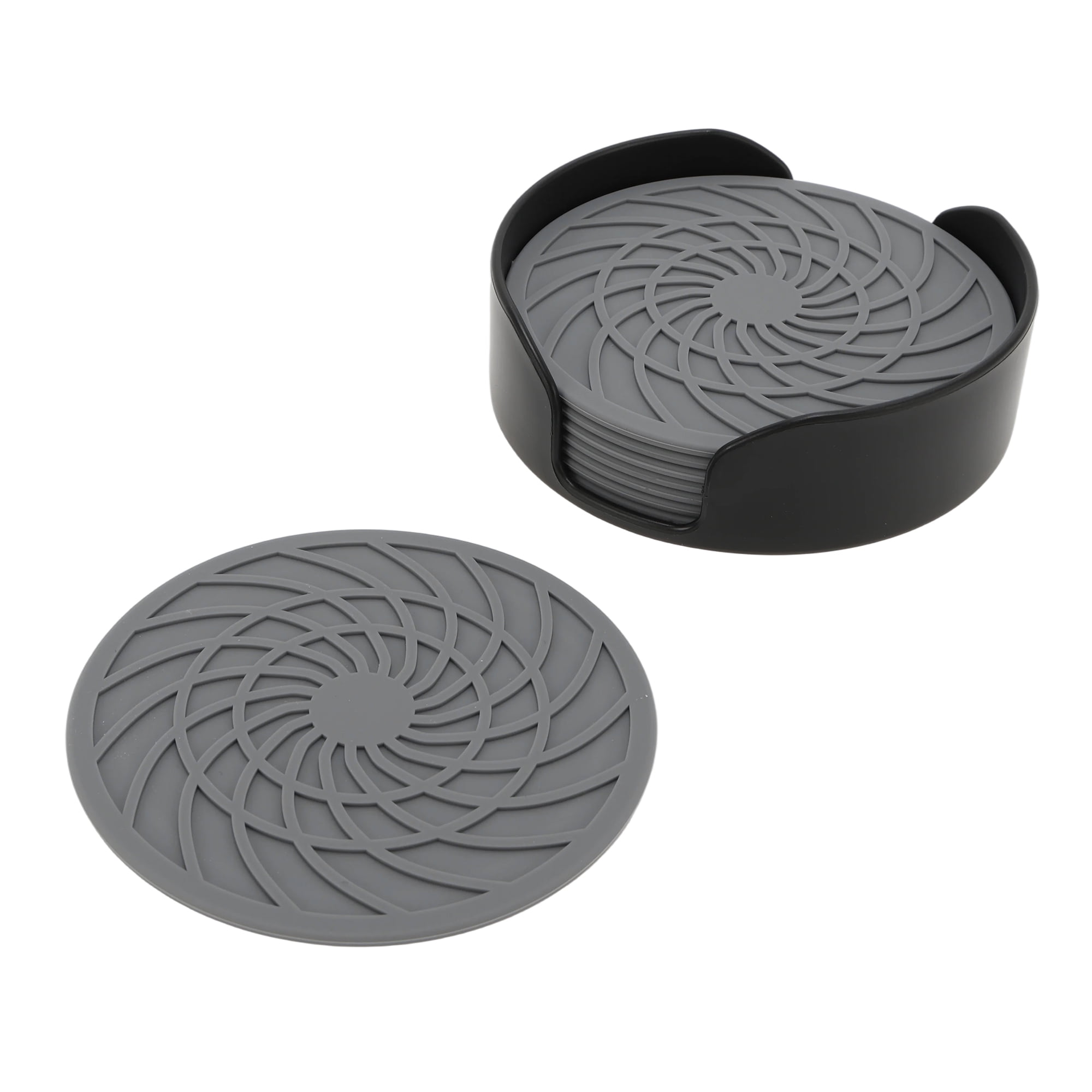Unique Bargains Round Drink Coaster Set Light Gray