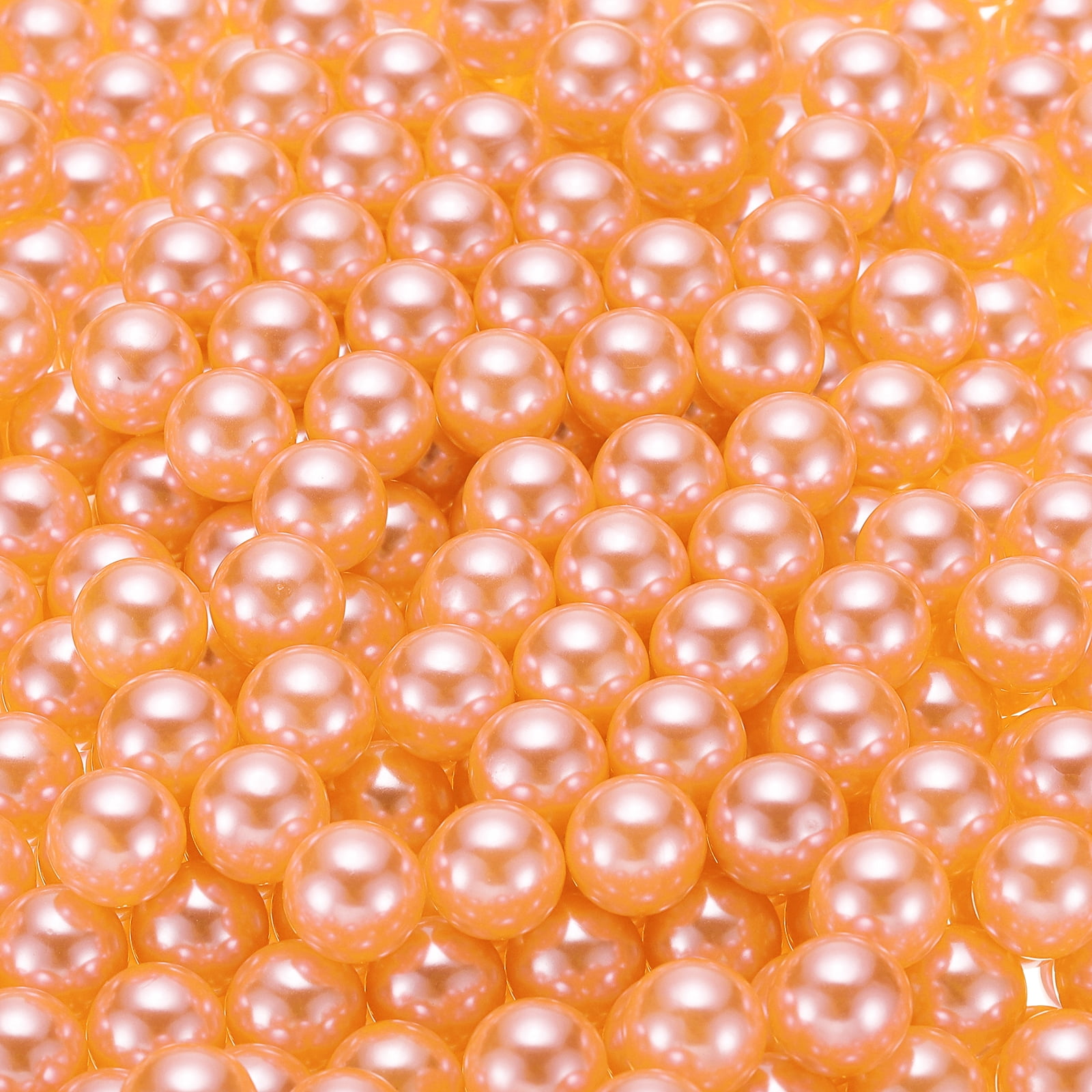 Unique Bargains Round Faux Pearl for Crafting No Hole Pearls for Vase Fillers Orange