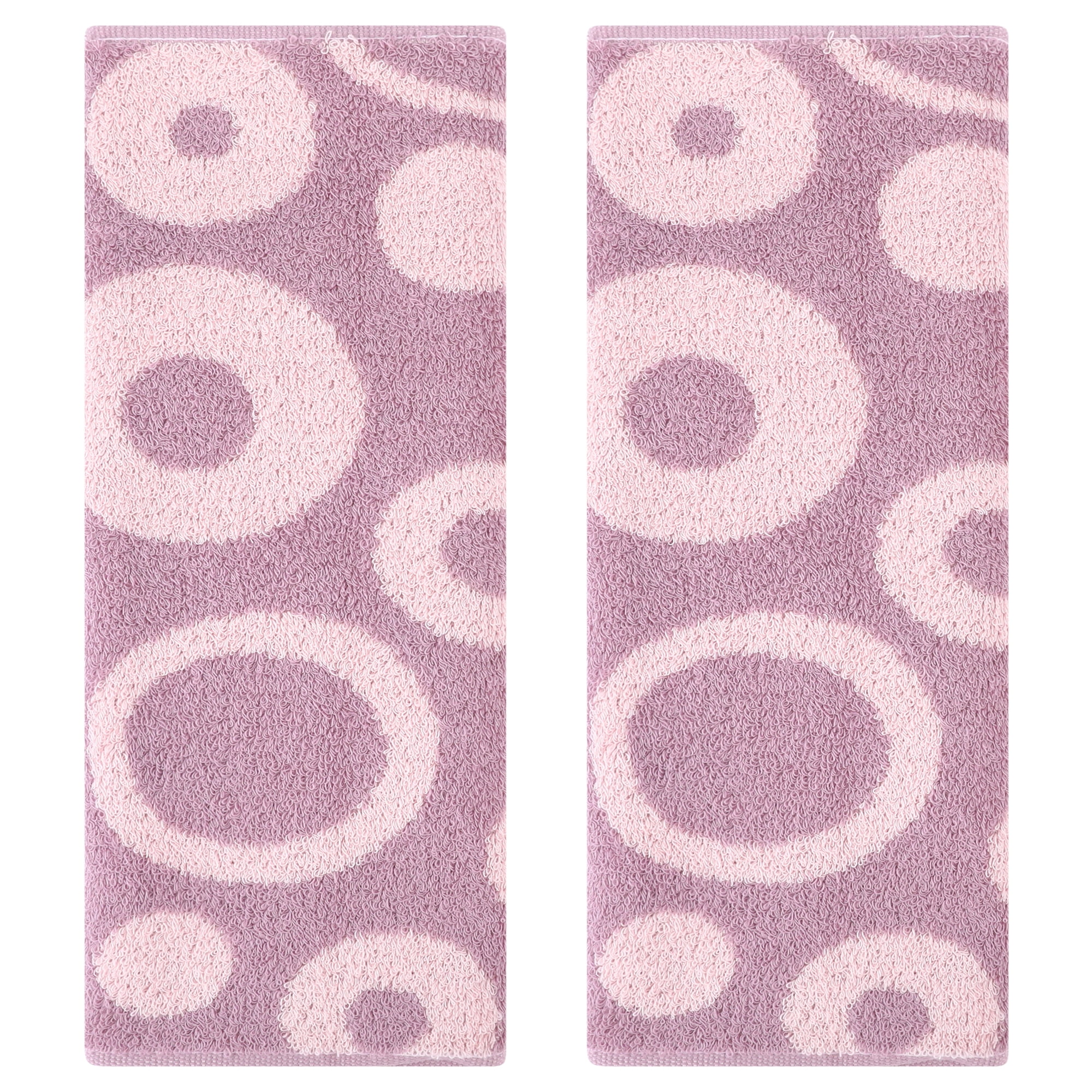 Unique Bargains Round Geometric Pattern Hand Towel Cotton Kitchen Towel Purple 2-Piece