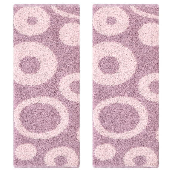 Unique Bargains Round Geometric Pattern Hand Towel Cotton Kitchen Towel Purple 2-Piece