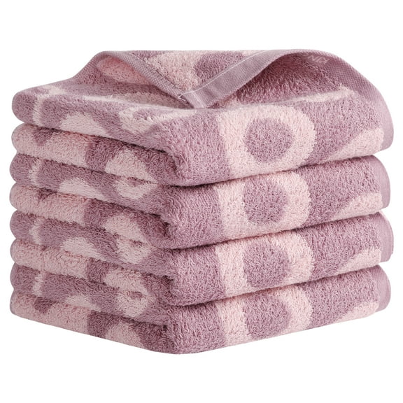 Unique Bargains Round Geometric Pattern Hand Towel Cotton Kitchen Towel Purple 4-Piece