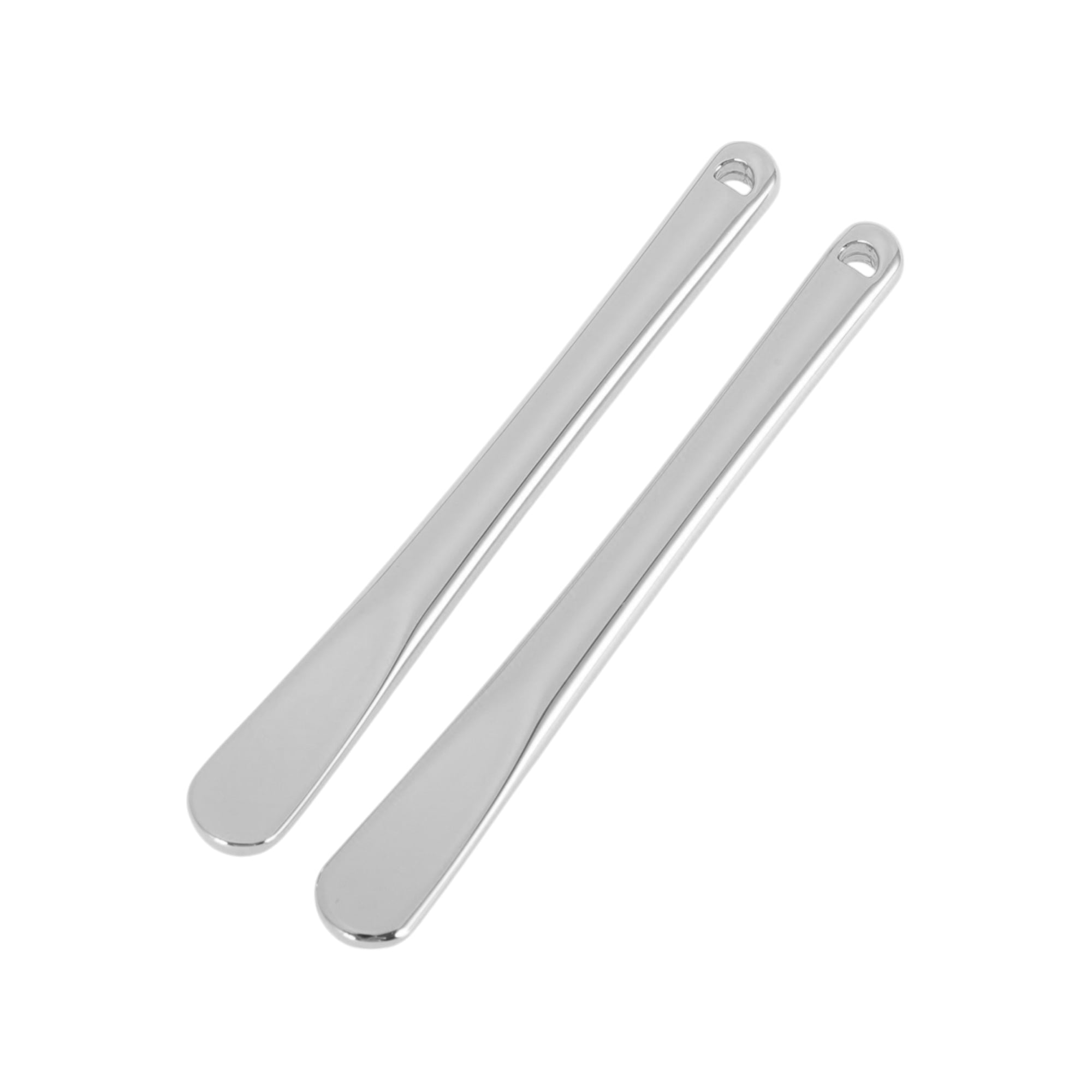 Unique Bargains Round Handle Makeup Cosmetic Spoon 2pcs Silver Tone